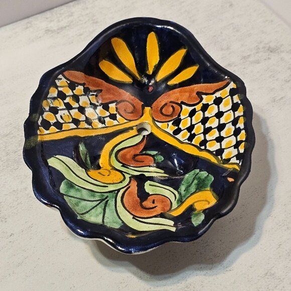 Talavera Ramirez Hand Painted Mexican Studio Pottery Footed Soap Dish - Picture 2 of 9